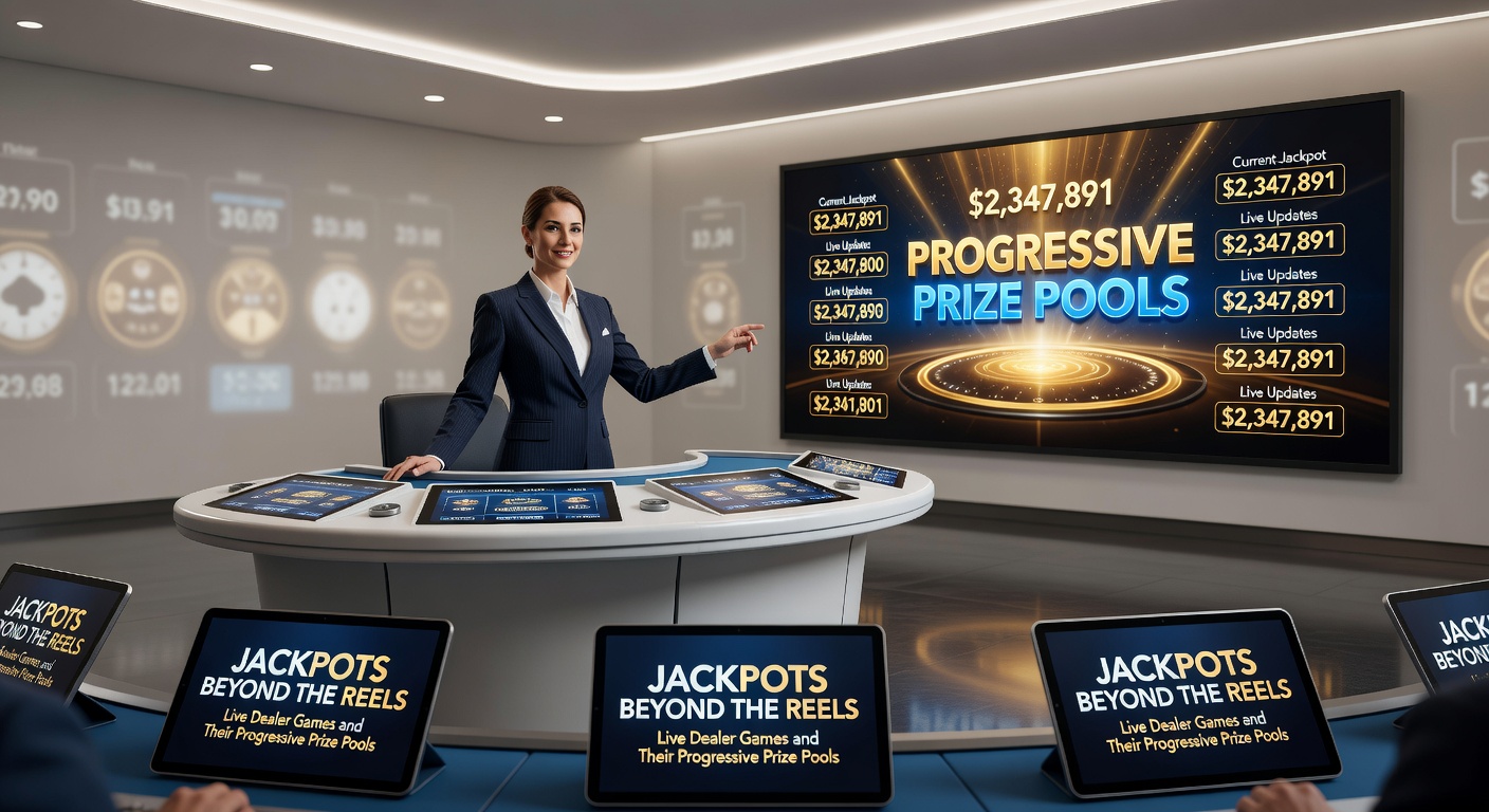 Live dealer at a blackjack table with progressive jackpot side bet display glowing on screen, capturing the excitement of real-time wagering