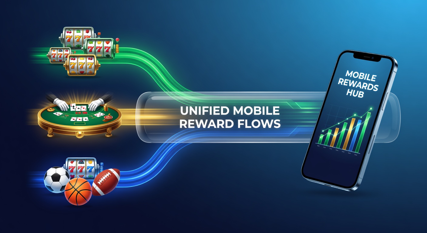 Mobile interface showing integrated payment flows connecting slots, live tables, and sports wagers in one dashboard