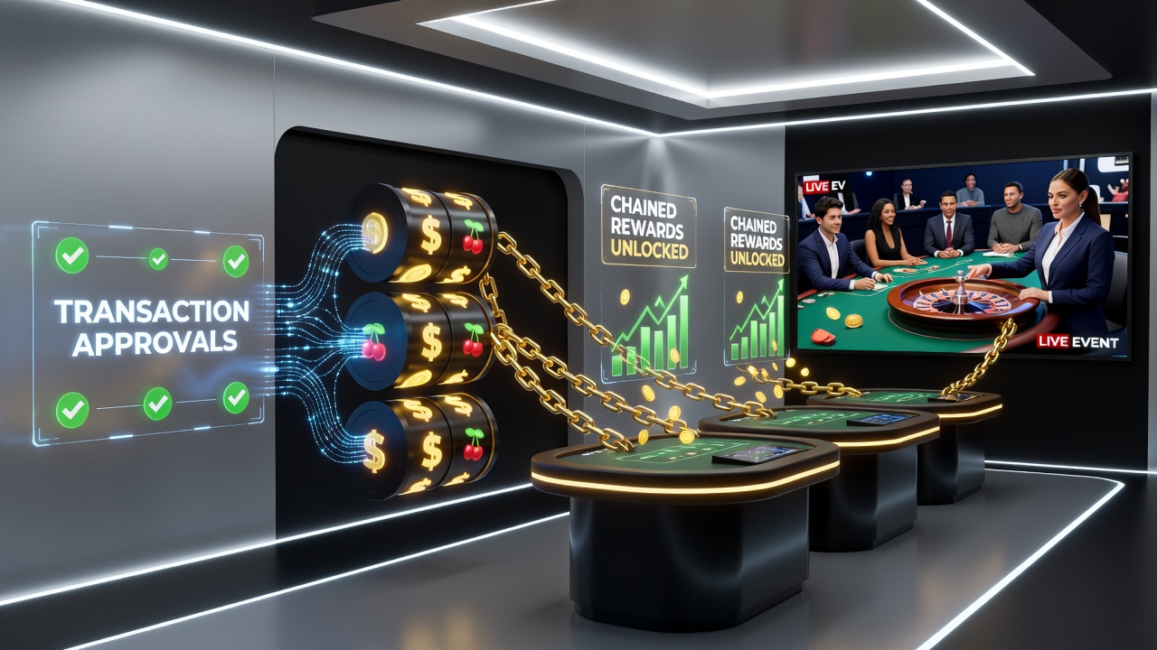 Diagram of reward chain progression from slots through table games to sports event betting